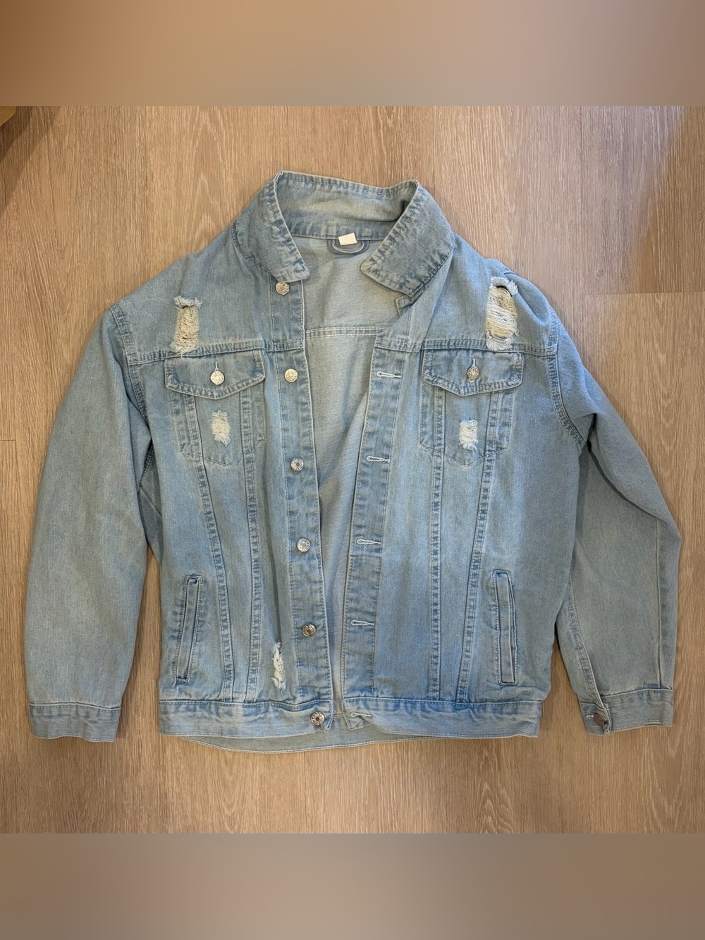 Light Wash Distressed Denim Jacket